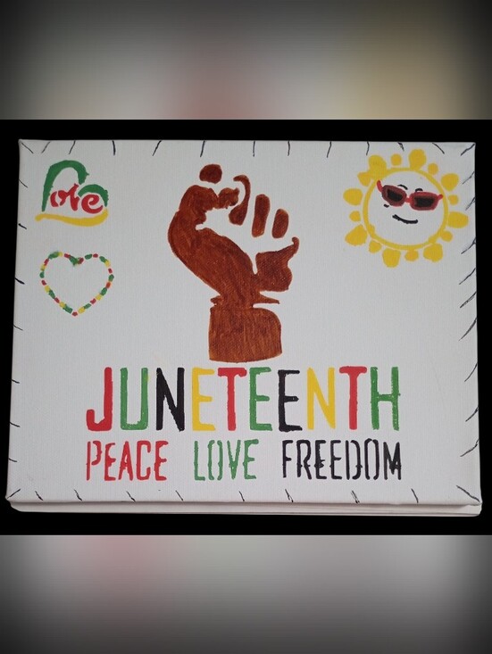 painted by destineeangel7 Other - "Juneteenth Peace Love Freedom" 8X10 Homemade Canvas Art